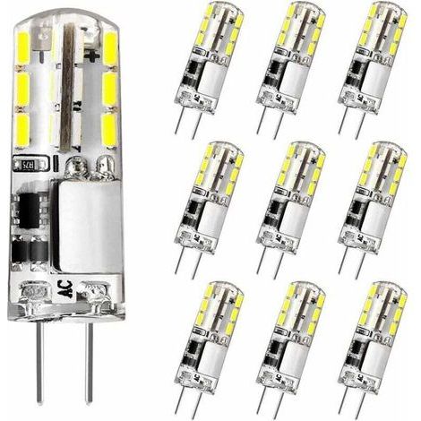 G4 LED-Lampe, 12 V, 2 W (entspricht einer 20-W-Halogenlampe), Kaltweiß (6000 K), 180 lm, flimmerfrei, Energiesparlampe für Dunstabzugshauben und Kronleuchter, nicht dimmbar, 10er-Packung [Energieklass (1/5)