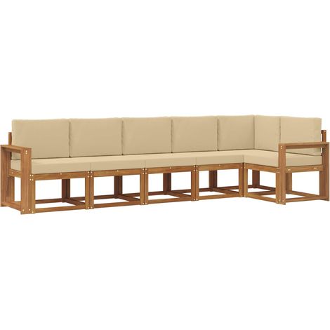 Outdoor Sofa Set with Cushion 6 pcs Natural and Beige vidaXL (1/5)