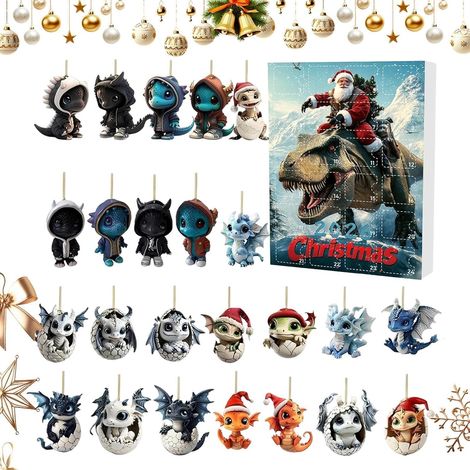 Calendrier de l'Avent 24 jours, figurine de dragon mignon en acrylique 2D à collectionner (1/5)
