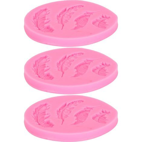 3 Moules en Silicone à Motif Plumes pour Chocolat, Gâteau et Pâtisserie DIY (1/5)