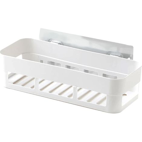 (Blanc) Nouvelle étagère de rangement adhésive pour salle de bain, accessoires de salle de bain, étagère d'angle pour douche, étagère pour cuisine et salle de bain, décoration intérieure (1/5)