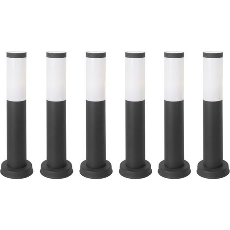 Forlight Koral (6uds) Baliza Exterior para Jardín Resistente al Agua IP55. Bolardo de Acero Inoxidable Gris Urbano 23W