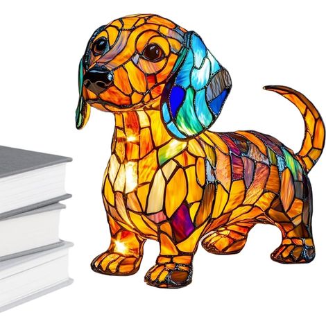 Lampe Chien Mignonne Lampe LED en Résine Colorée (1/5)