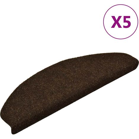 Lot de 5 Tapis d'escalier autoadhésifs Tapis de marche Marchette Escalier Marron 65x21x4cm Aiguilleté 42458 (1/5)