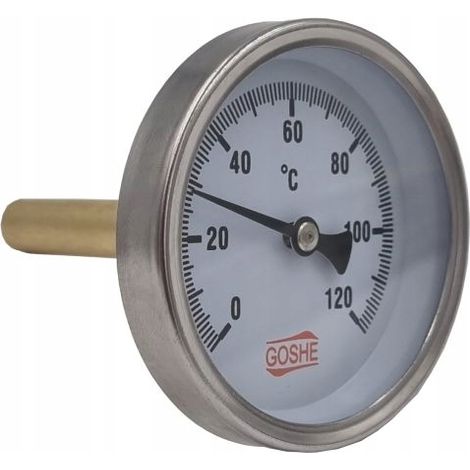 AXIAL-BIMETALLTHERMOMETER 63MM 0-120°C 1/2"" L-70