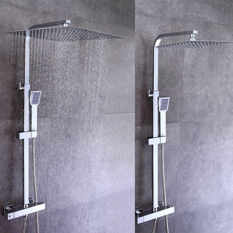 Moderne Mitigeur douche Pomme de douche carrée kit robinet mitigeur thermostatique de douche 40cm (1/5)