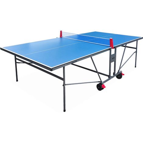 Table de ping pong INDOOR bleue - table pliable avec 2 raquettes et 3 balles. pour utilisation intérieure. sport tennis de table (1/5)