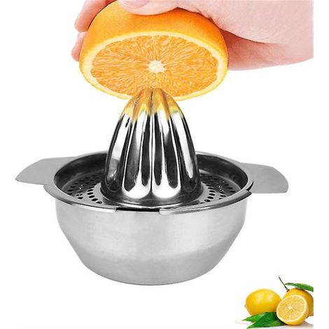 1pcs Presse-agrume Manuel - Presse-citron Professionnel Avec Ogive En Inox - Pressoir Centrifugeuse Jus Fruit Orange En Acier Inoxydable - 10 Cm (1/5)