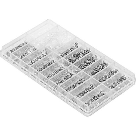 Kit de réparation de lunettes avec coffret de rangement assorti contenant 1000 vis et coussinets pour la réparation de montres, horloges et lunettes. Kit portable. (1/5)