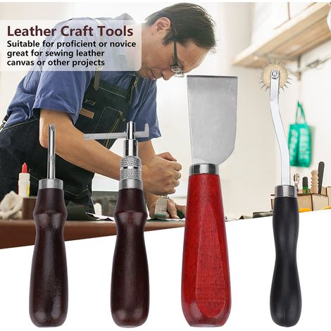 Kit de 20 outils pour le travail du cuir : poinçon, outil de couture, rainurage. (1/5)