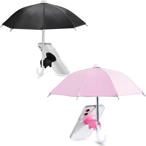 Parapluie magnétique pour téléphone, lot de 2 protection solaire universelle support ventouse mini cochon pour piscine et plage noir rose (1/5)