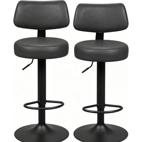 2er-Set drehbare Barhocker höhenverstellbar aus Kunstleder Anthrazit und Metall (1/5)