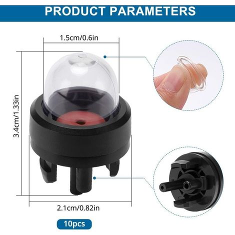 VooGenzek 10 Pièces Ampoule Amorçage D'essence, Ampoule de Carburant Pompe, Bulle D'huile de Carburateur, pour Stihl/Weed Eater/McCulloch/Ryobi Echo (1/5)