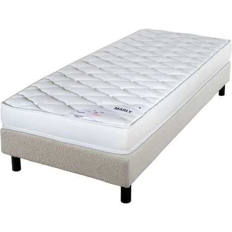 Matelas et sommier 90x190 Marly - Newkit - Soutien ferme - Sommier démonté - Crème (1/5)