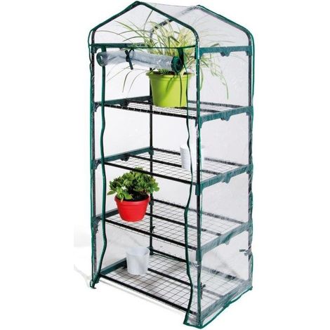 serra da esterno verdelook con 4 ripiani in acciaio e telo in pvc 69x49x157 cm (1/10)