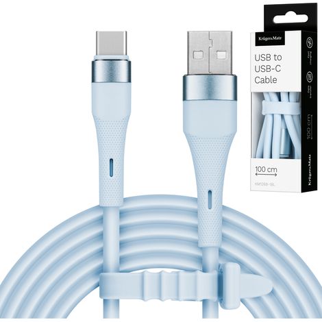 Cable USB tipo C de 1 m y 15 W, de silicona azul, Kruger&Matz Basic (1/4)