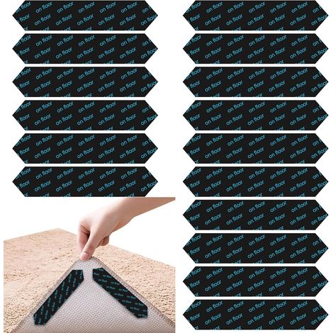 Lot de 16 rubans adhésifs antidérapants pour tapis en bois dur et carrelage, garde les coins plats (longue bande pointue)