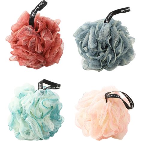 Éponge De Douche - Maille Nylon Souple 50 G - Pour Exfoliation Corps - Lot De 4 (1/5)