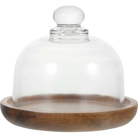 1 ensemble de mini-plateaux à cupcakes en bois compacts avec couvercle en verre (couleurs assorties) (1/5)