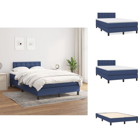 Boxspringbett mit Matratze Blau 120x200 cm Stoff - Boxspringbett - Doppelbett - Schlafraum - Blau - Bettenrahmen (1/5)
