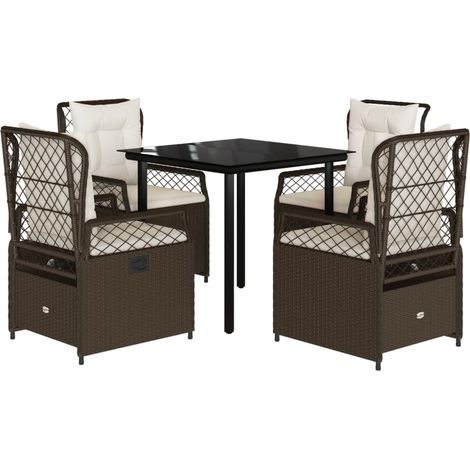 Maison Exclusive - 5-tlg. Garten-Essgruppe mit Kissen Braun Poly