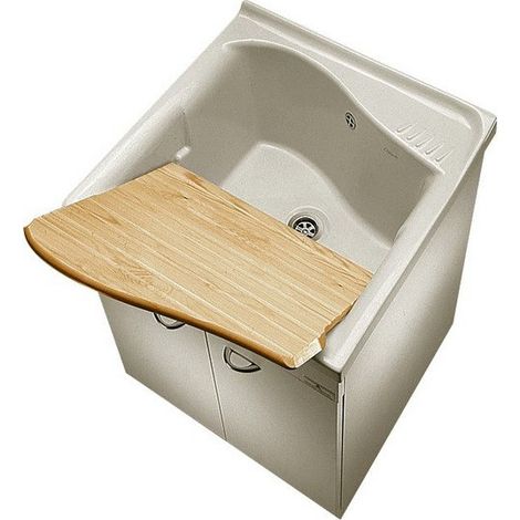 Porcher – Bac à laver céramique 61 x 60 cm – Hauteur 37 cm – Pré-percé pour robinetterie – Avec trop plein – Pour meuble à 2 portes (1/4)