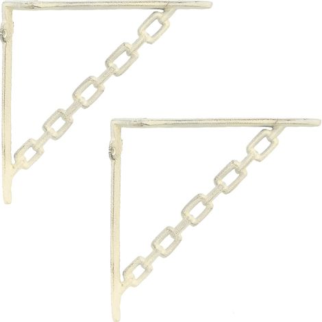 Supports d'étagère murale 2 pc Blanc antique 21 x 21 x 3.5 cm vidaXL (1/4)