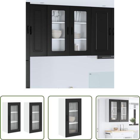 vidaXL Küchenregal - Küchenschrank mit Speicher Kalmar 2 pcs Schwarz 40 x 31 x 80 cm (1/5)
