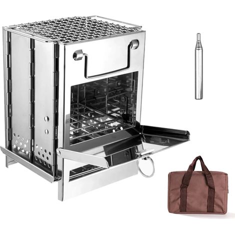 Réchaud à bois de camping portable pliable avec kit de soufflette, mini barbecue, sac de transport, fournitures de camping, chauffage au bois, réchauds de cuisson portables (1/5)