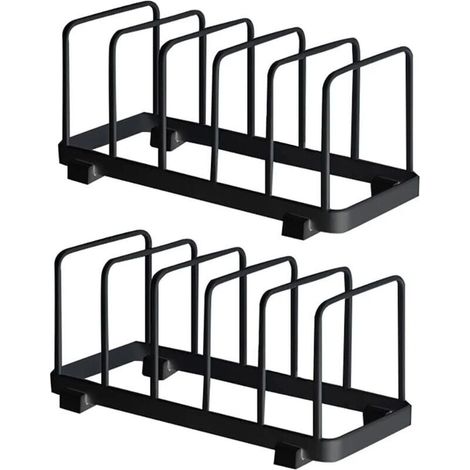 Tellerablage, Geschirrabtropfgestell, Tellerhalter, Tellerregal, Schneidebrettablage für Küchenschrank (Schwarz, 2-teilig) - LIAIKI