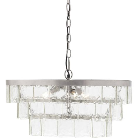 Suspension design argent en métal et verre fondu élégant - argent verre fondu transparent (1/5)