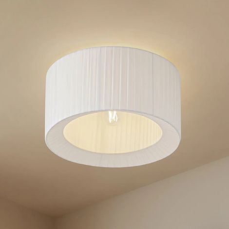 [NEUWERTIG] B-Ware Lindby Deckenleuchte Lampe Hauptlicht Virelle Weiß Textil ø 40 Cm E27