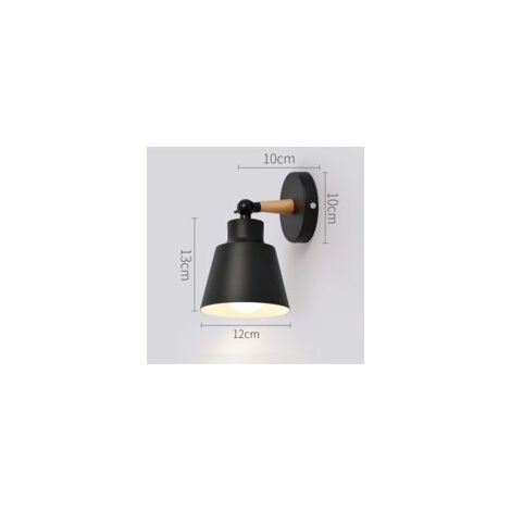 Green Mobility-Applique murale en bois noir 12x13cm – Lampe rétro minimaliste E27 – Antirouille et anticorrosion – Pour chambre, couloir, bureau (1/5)