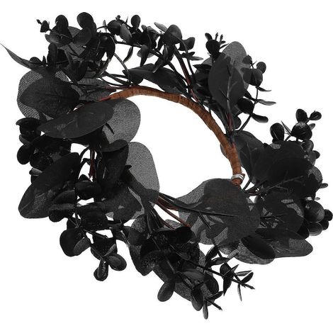Couronne d'Halloween décorative en soie noire, 3 pièces