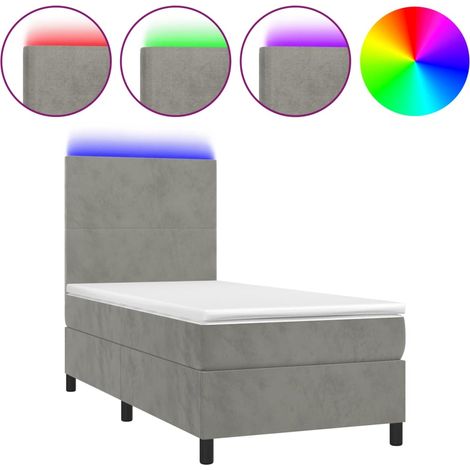 Maison Exclusive - Boxspringbett mit Matratze & LED Hellgrau 80x2