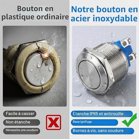 Push Button Stainless Steel Screw Terminals Waterproof Button Head (1/4)