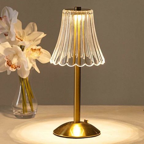 Lampe de table sans fil, lampe rechargeable dorée, lampe de table portable LED en laiton de 30 cm de haut avec variateur intégré (1/5)