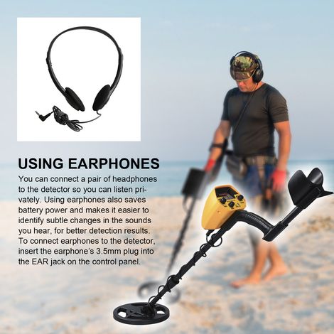 Eosnow Metalldetektor, hochpräzise, ​​verstellbarer Schaft, 17,8 cm, wasserdichte Spule, alle Modi und Scheibenmodi mit Kopfhörer-Kopfbedeckung für unterirdische Münzen, Relikte, Schmuck, Strandschätz