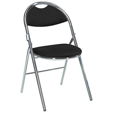 Chaises pliantes Super Confort tissu non feu allumette piétement chrome - noir - Lot de 2 - Maxiburo (1/3)