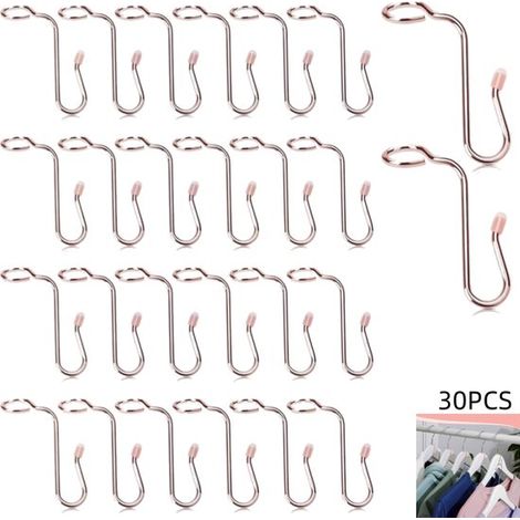 Confezione da 30 ganci di collegamento per appendiabiti - Clip in metallo - Ganci di prolunga per appendiabiti - Risparmia spazio nell'armadio - Oro rosa - 4 cm (1/5)