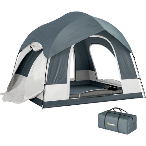 Tente de Camping 2-4 Places, Montage Rapide 3 Portes, Imperméable, Compatible SUV, Bleu Foncé