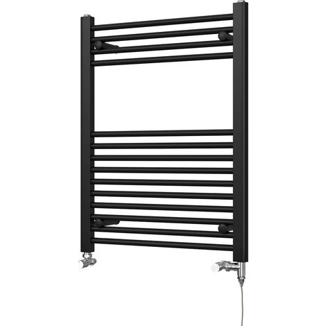 Zennor - Black Dual Fuel Towel Rail H800mm x W600mm Standard - Straight (1/3)