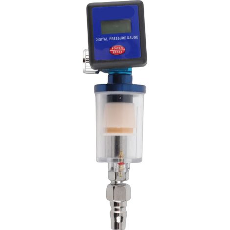 Regulador de aire digital con pantalla de presión, manómetro, filtro de agua MF08 MF01 y conexión roscada de 1/4". (1/5)
