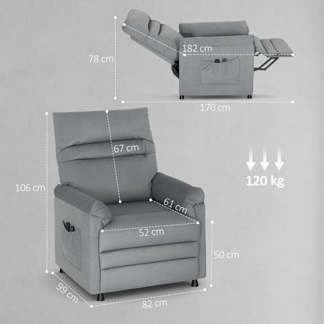 Fauteuil inclinable, fauteuil TV avec fonction inclinable, chauffage lombaire, 2 télécommandes, port USB, moteur silencieux, gris (1/5)