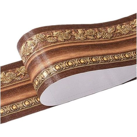 Moulure murale à motif floral, adaptée aux plinthes et aux murs décoratifs, 10,6 cm x 5 m par rouleau (brun foncé, 1 pièce) (1/5)