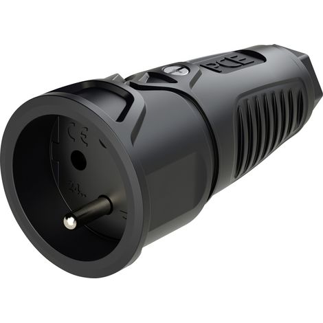 PC Electric 2410-ss Schutzkontaktkupplung Gummi  250 V Schwarz IP20