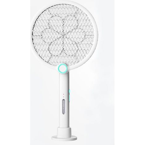 1 Raquette électrique anti-insectes, 4000V, base stable, maille 3 couches, rechargeable USB-C, pour moustiques