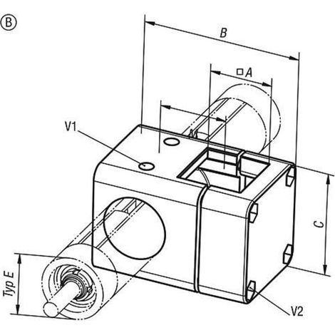 KIPP Rohrverbinder Kreuzstück Form B A50 Typ 50 Aluminium SC schwarz pulverbeschichtet (1/2)