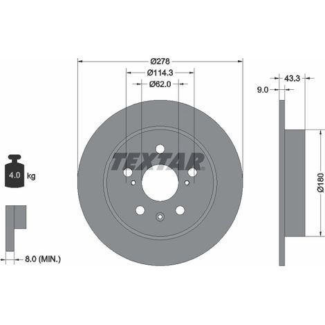 Lot de 2 Disques de frein Textar 92225303 FIAT 5561155L00 5561155L00000 71750932