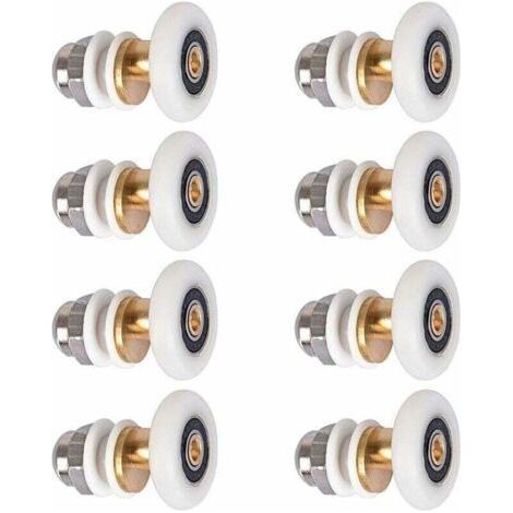 Roulette Porte Douche, Roulettes de Porte Coulissante Cabine de Douche Porte Poulies Roue de Rechange pour Rouleau avec Diamètre de Roues 27mm, 8 Pièces (1/4)